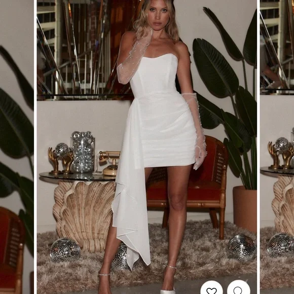 12th Tribe | Dresses | Jeanette White Chiffon Mini Dress | Poshmark